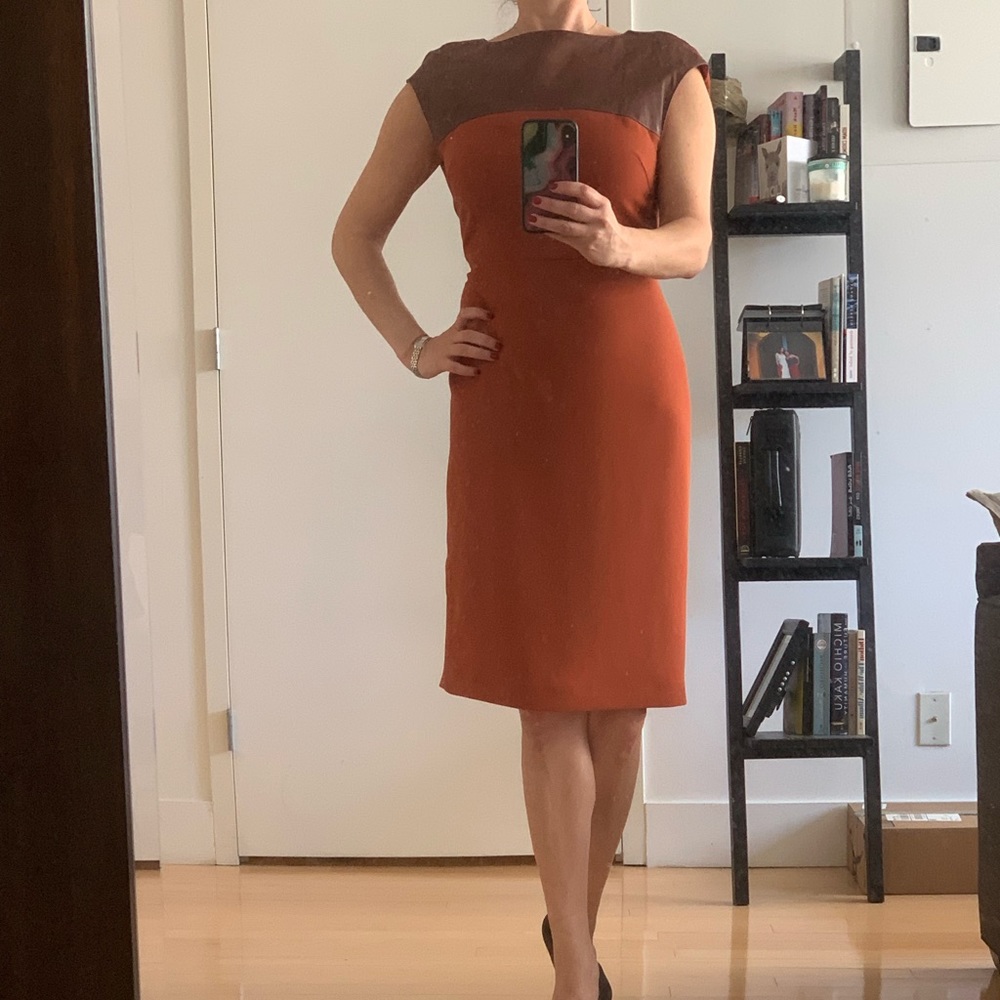 Elegant Rachel Roy knee length dress w leather - Picture 3 of 8